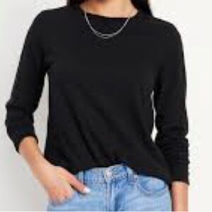 NWT 100% Cotton Old Navy Women’s Basic Long Sleeve "Crop" Tee in Black Size 2X